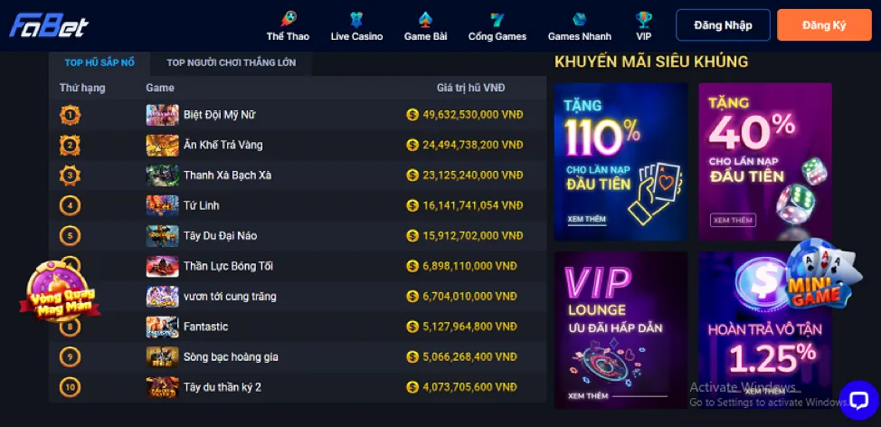 Hàng ngàn trò Slot Games với đa dạng chủ đề và giải độc đắc